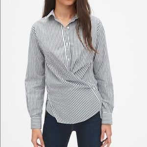 GAP Striped Boyfriend Crossover Shirt Size M
